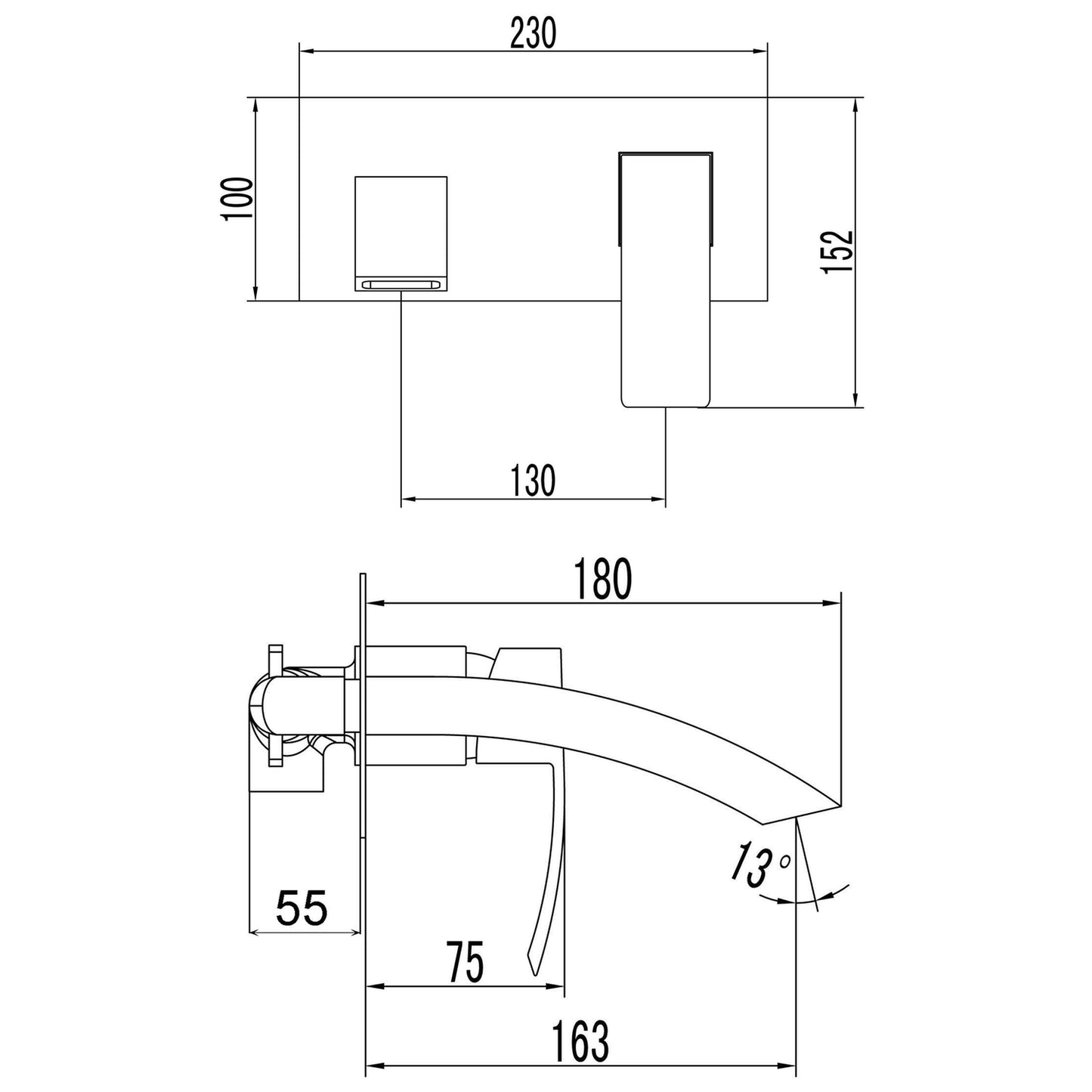 GINKO Baterie lavoar încastrată, negru mat