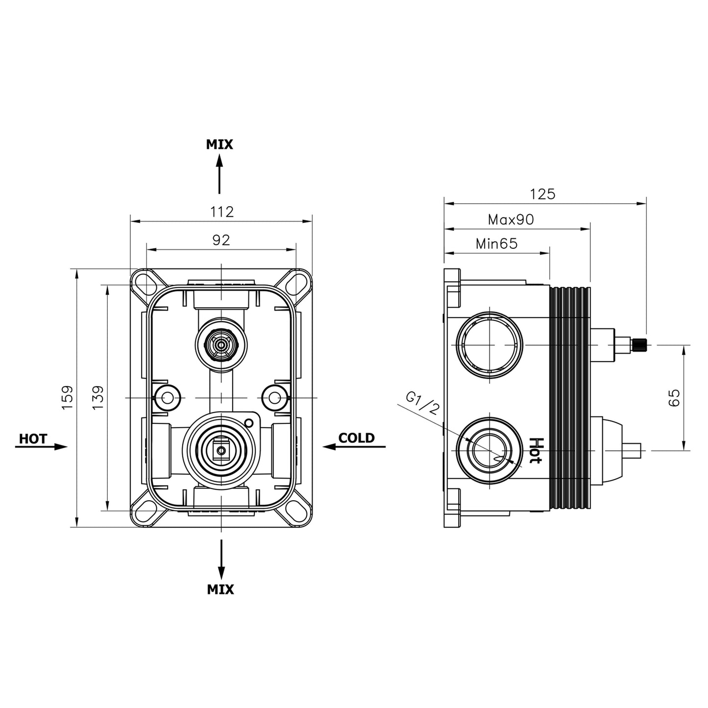 UNIVERSAL Cutie încastrată pentru baterii, 2 căi
