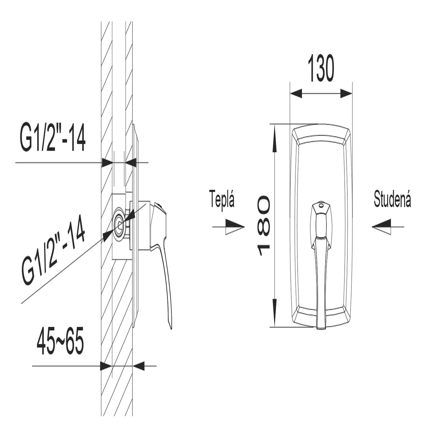 DREAMART Baterie duș încastrată, 1 cale, crom