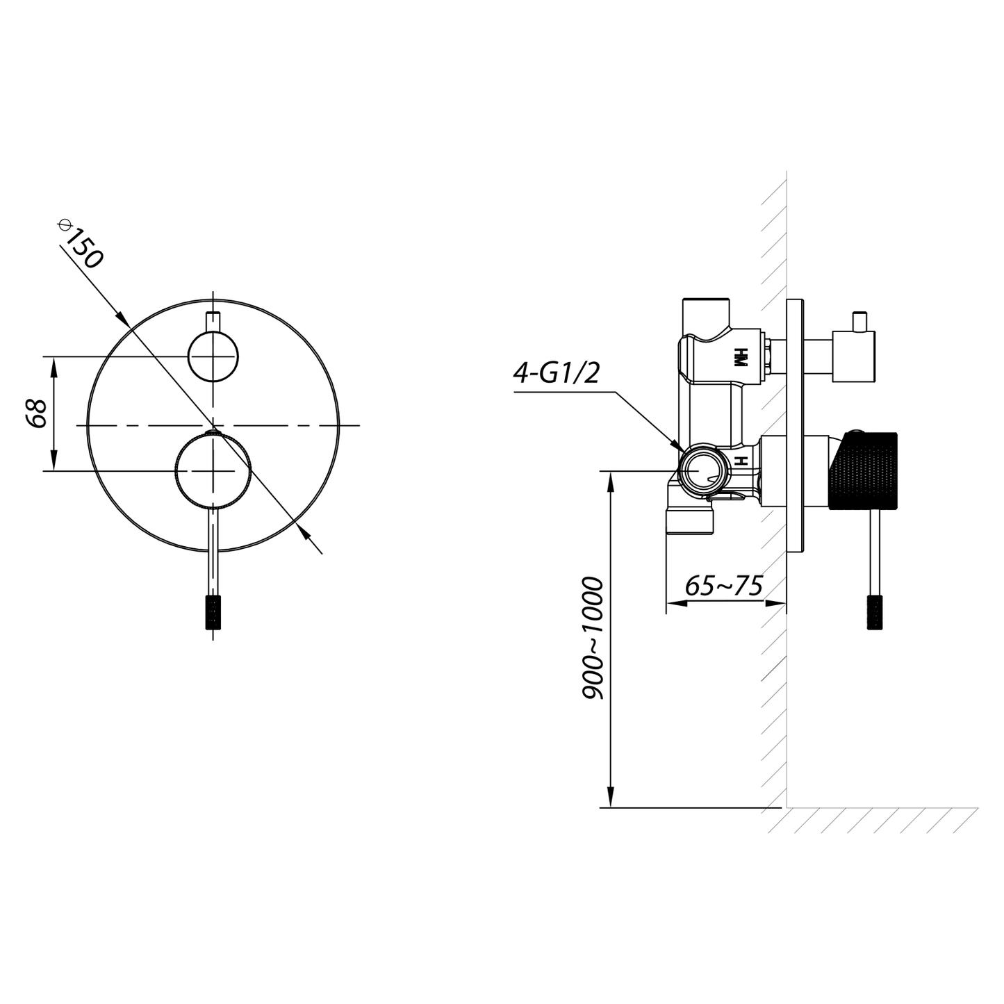 SOLARIS Baterie duș încastrată, 2 căi, crom