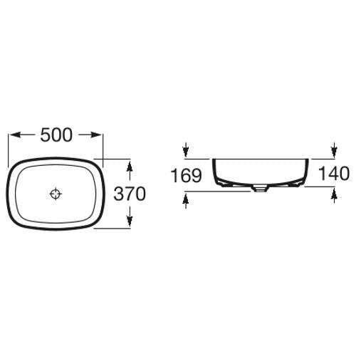 INSPIRA Lavoar baie pe blat, alb perlat Soft 50x37 cm