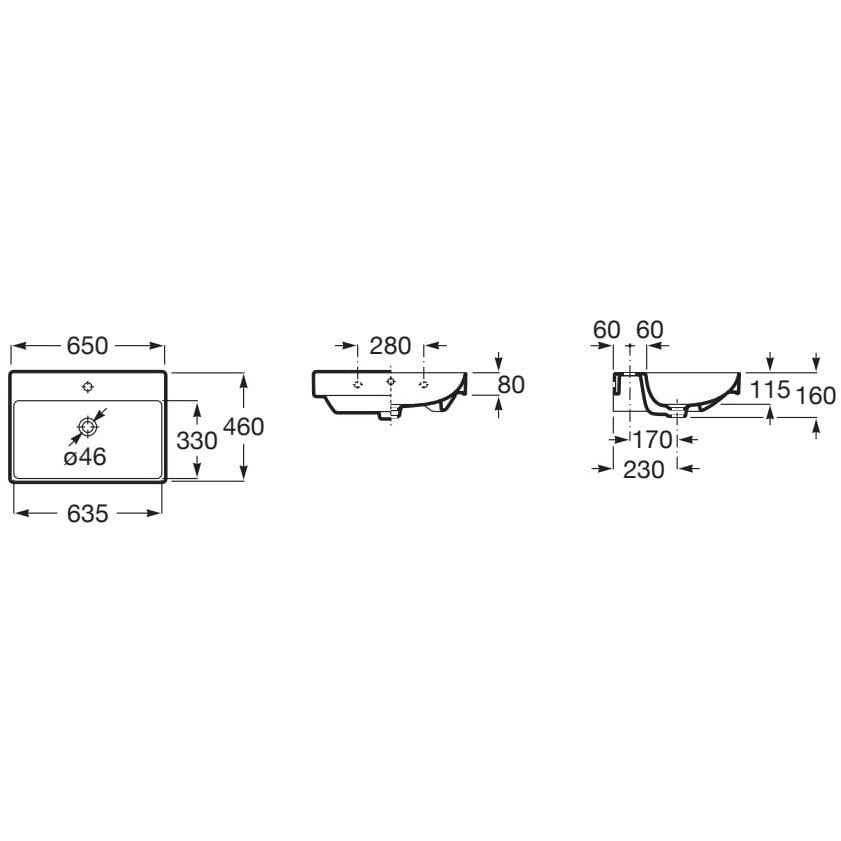 Ona Lavoar baie suspendat 65x46 cm