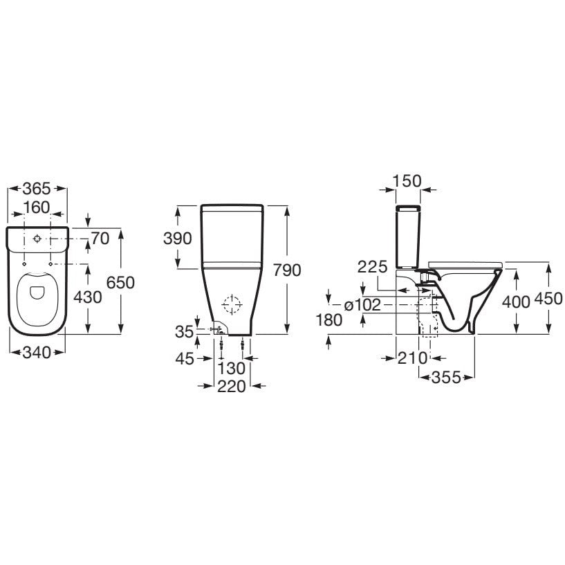 Vas WC pe pardoseala The Gap Rimless 37x65 cm evacuare orizontala sau verticala