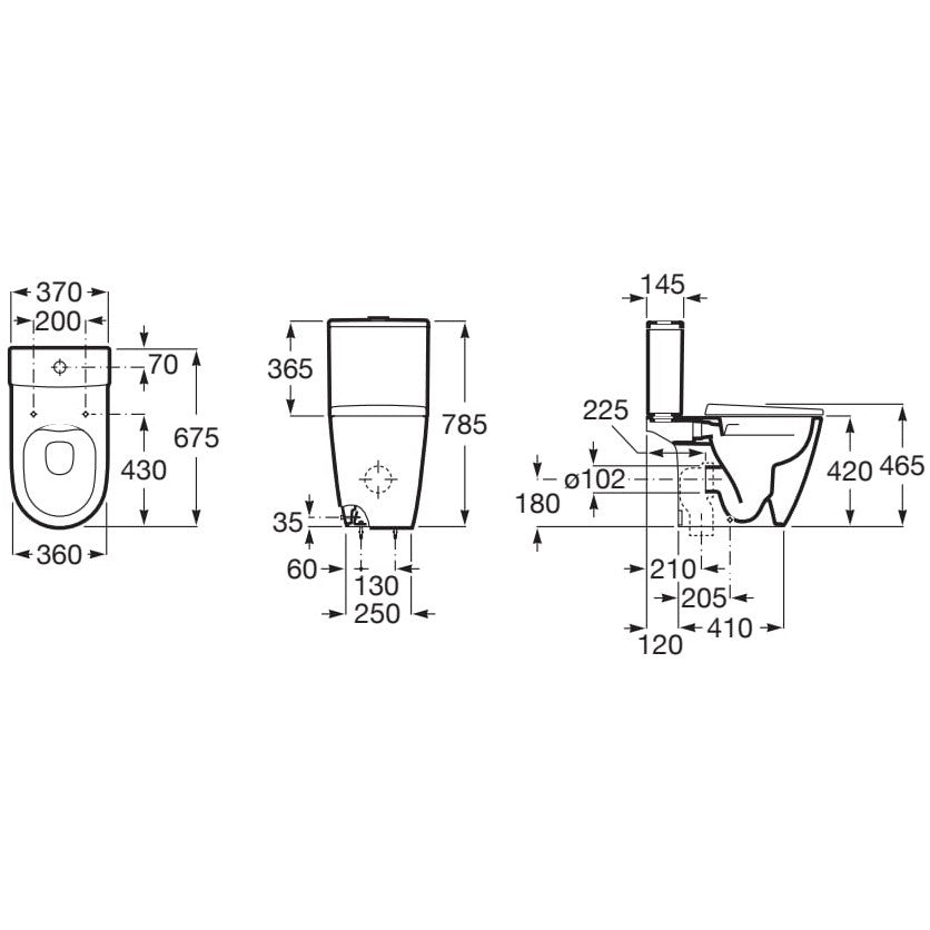 Ona Vas WC pe pardoseala  Rimless 37x68 cm evacuare orizontala, lipit de perete, alb mat