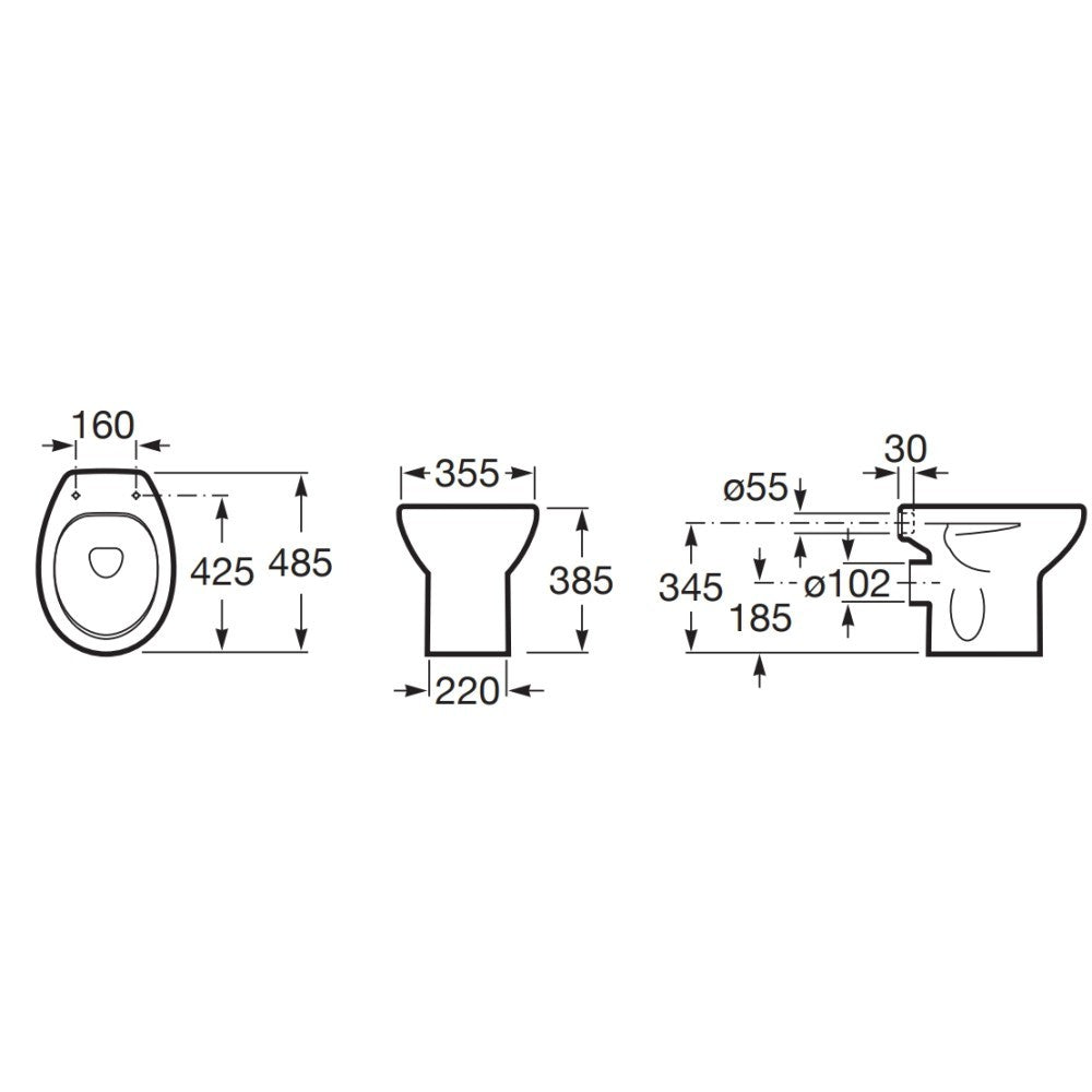 Victoria Vas WC pe pardoseala  35x48 cm evacuare orizontala