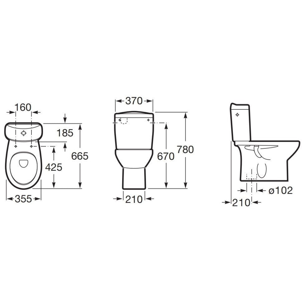 Victoria Set Vas WC pe pardoseala cu rezervor aparent si capac  35x66 cm evacuare verticala