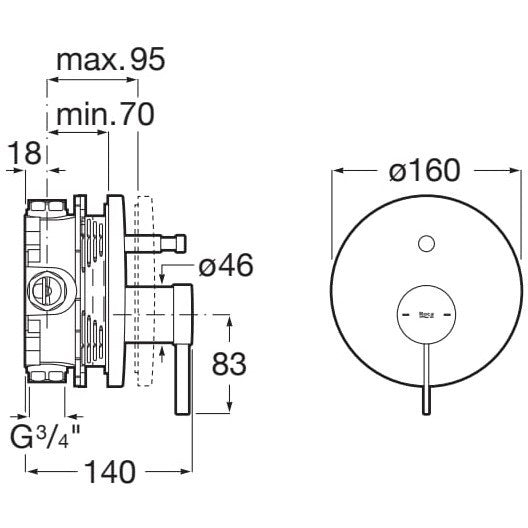 Ona Baterie cada dus monocomanda, incastrata, negru mat