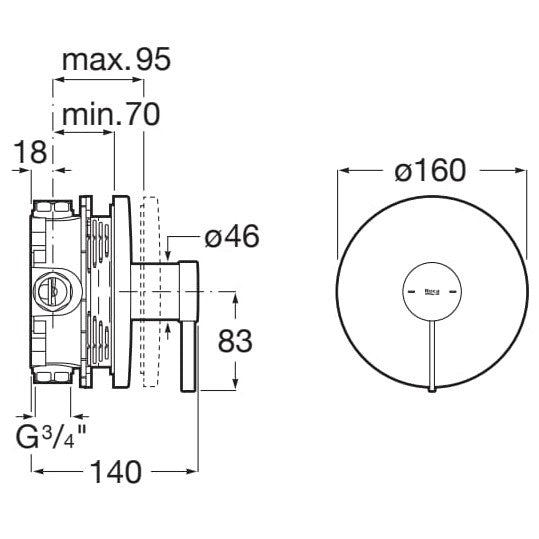 Ona Baterie dus monocomanda, montaj incastrat, auriu lucios (rose gold)