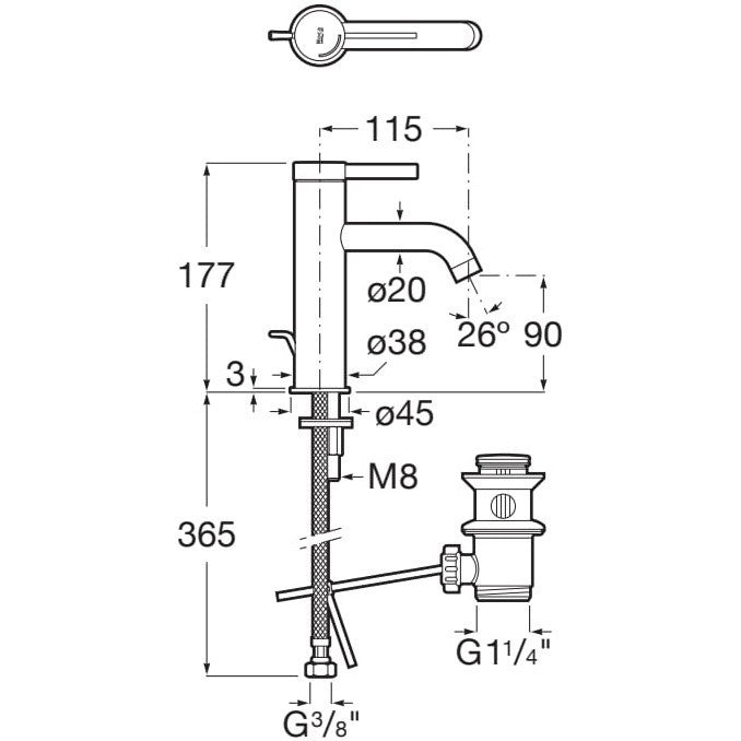 Ona Baterie lavoar , cu ventil H18 cm