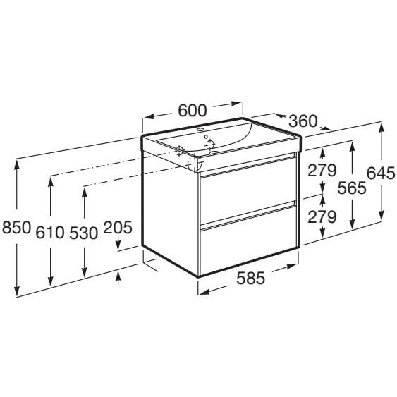 Ona Set mobilier baie (masca si lavoar) 60x36xH65 cm cm, maro