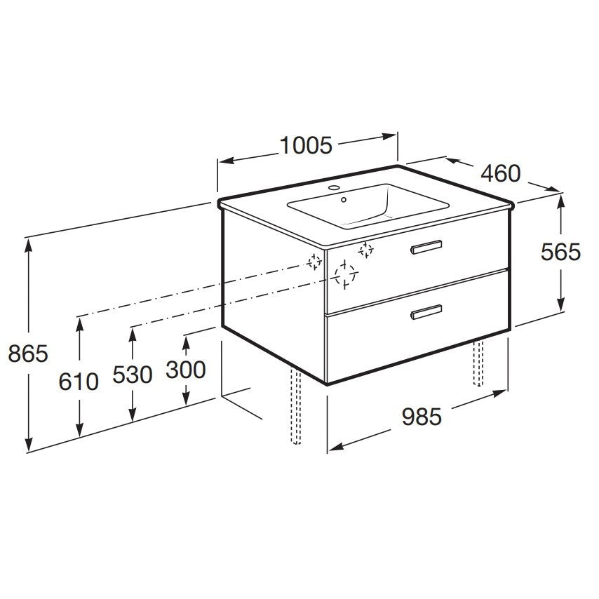 Victoria Set mobilier baie (masca si lavoar)  Basic Unik 100 cm, maro deschis (mesteacan)