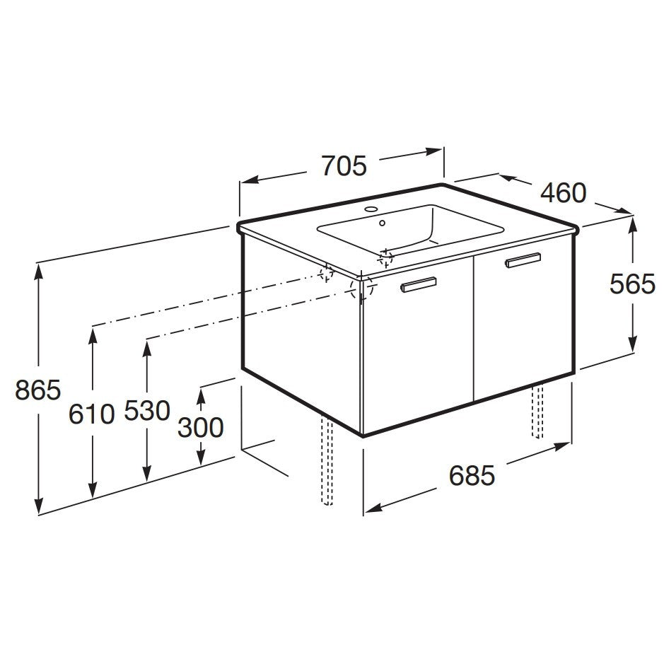 Victoria Set mobilier baie (masca si lavoar)  Basic Unik 70 cm, maro deschis (mesteacan)