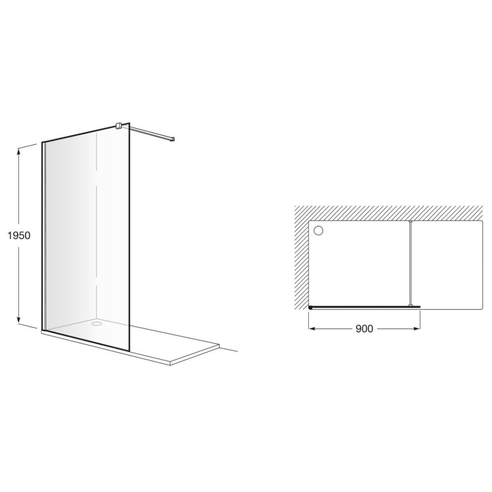 Victoria Perete sticla dus Walk In  90xH195 cm