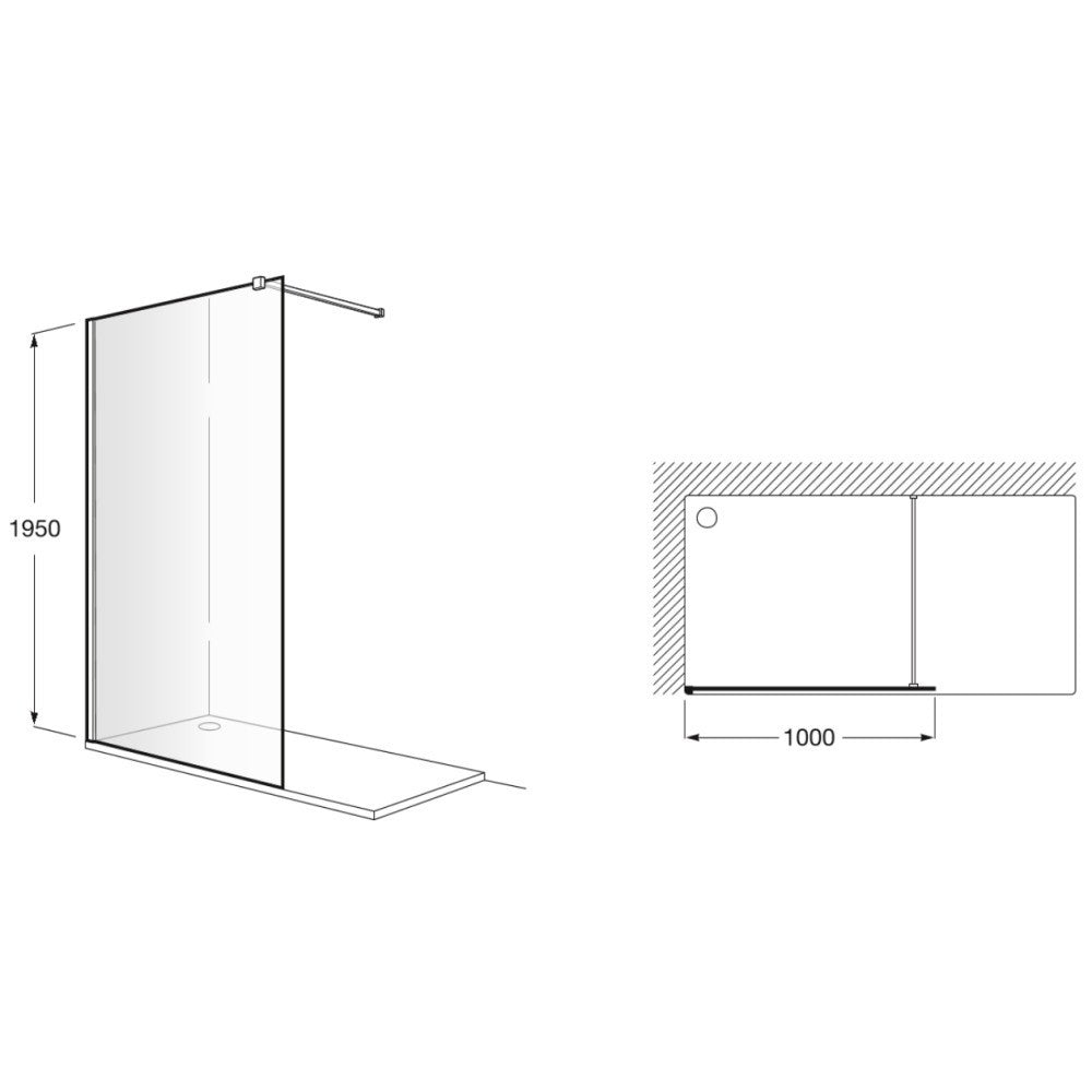 Victoria Perete sticla dus Walk In  100xH195 cm
