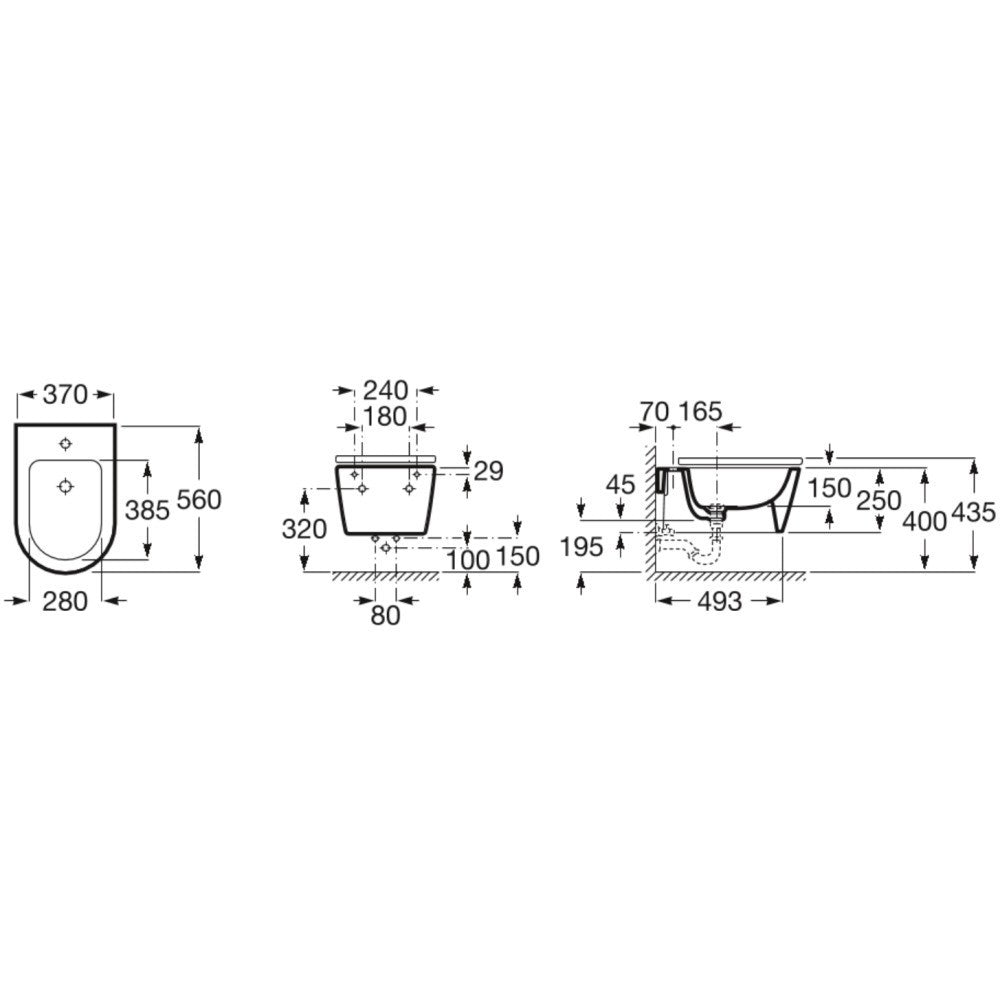 INSPIRA Round Bideu suspendat, 37x56 cm, antracit (onyx)