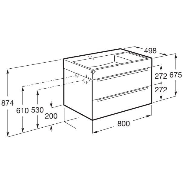 INSPIRA Set mobilier baie (masca cu 2 sertare si lavoar) 80x50xH67 cm, stejar inchis (city oak)