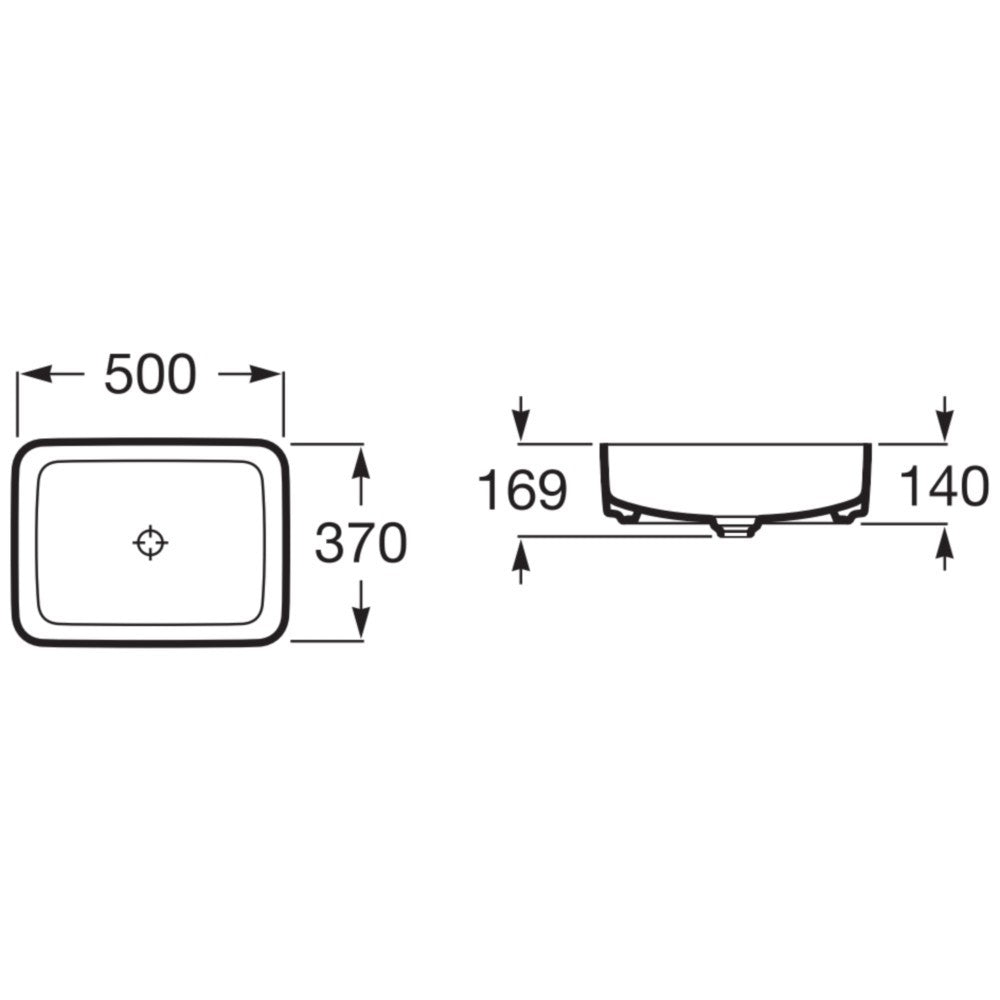 INSPIRA Lavoar baie pe blat Square 50x37 cm