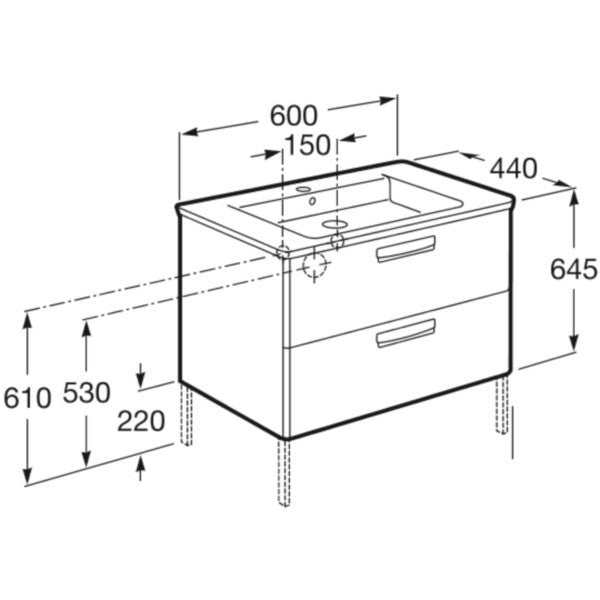 Set mobilier baie (masca si lavoar) The Gap 60x44xH65 cm, alb