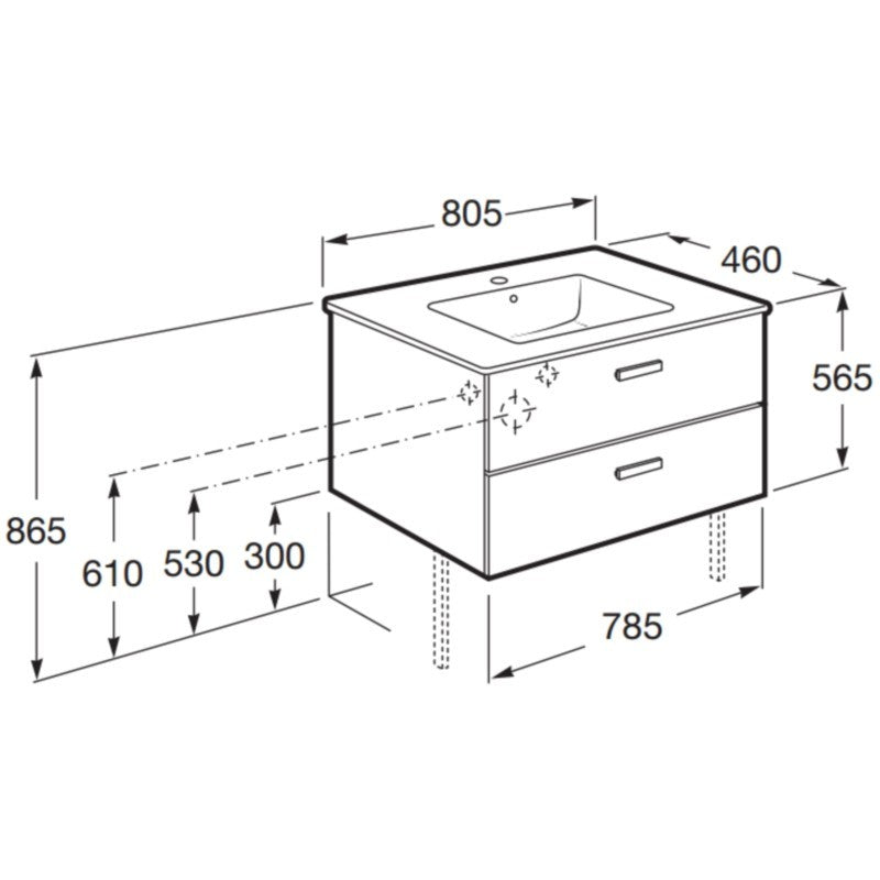 Victoria Set mobilier baie (masca si lavoar)  Basic 80x46xH57 cm, alb