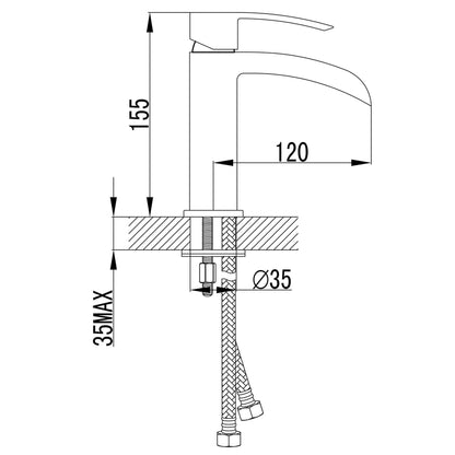 GINKO Baterie lavoar cu pipă deschisă (H) 286 mm, crom