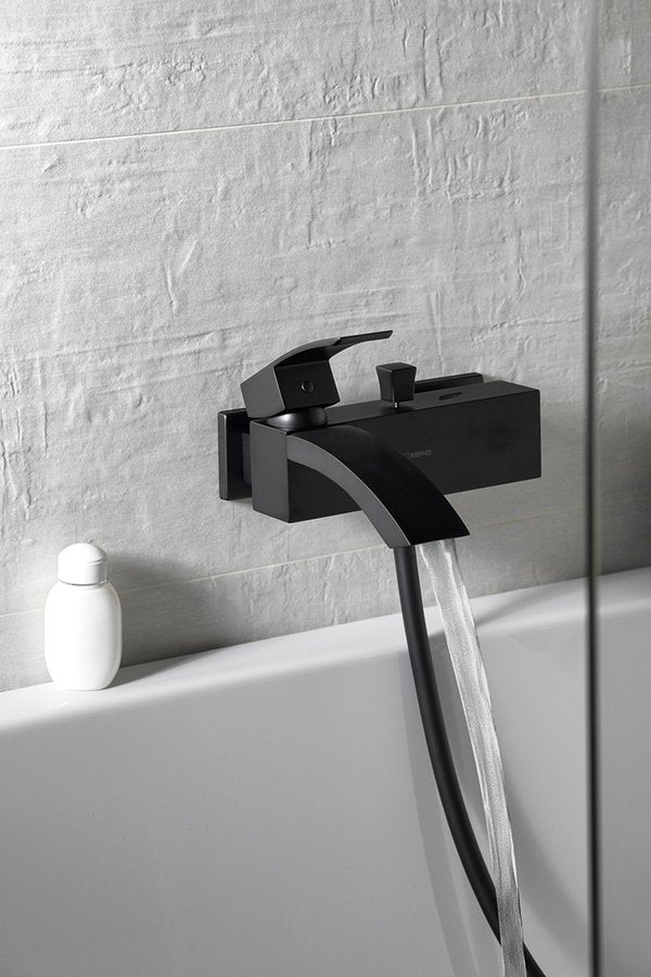 GINKO Baterie cadă montaj pe perete, negru mat