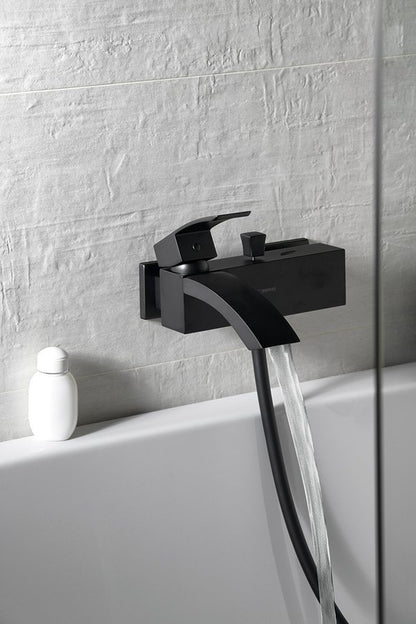 GINKO Baterie cadă montaj pe perete, negru mat