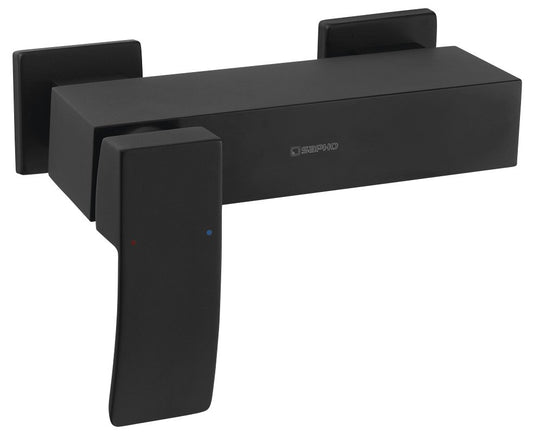 GINKO Baterie duș montaj pe perete, negru mat