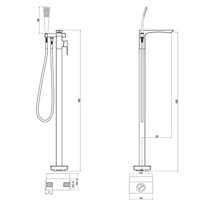 GINKO Baterie cadă freestanding, negru mat