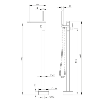 GINKO Baterie cadă pe pardoseală, crom