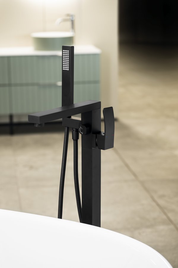 GINKO Baterie cadă pe pardoseală, negru mat