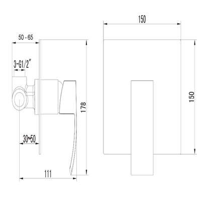 GINKO Baterie duș încastrată, 1 cale, crom