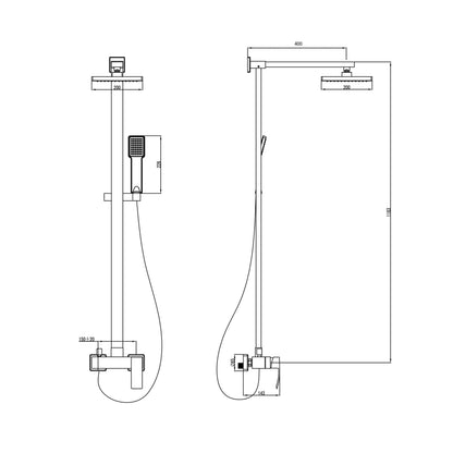 GINKO Set duș combinat cu baterie, crom