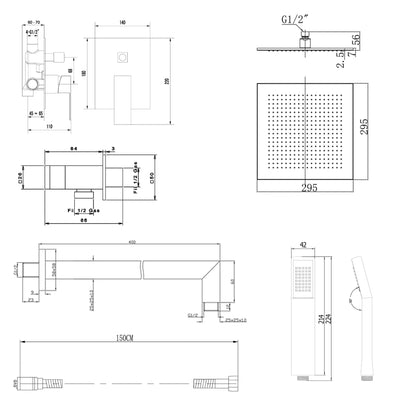 LATUS Set duș încastrat cu baterie cu pârghie, 2 ieșiri, crom