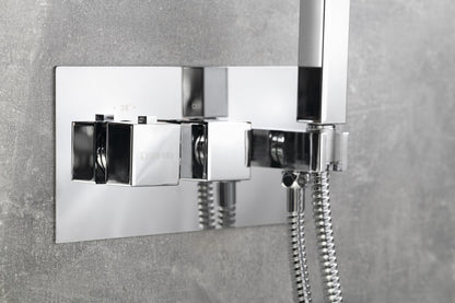 LATUS Baterie duș termostatică încastrată, cu duș de mână, 2/3 ieșiri, crom