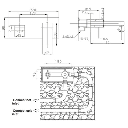 LATUS Baterie lavoar încastrată, crom