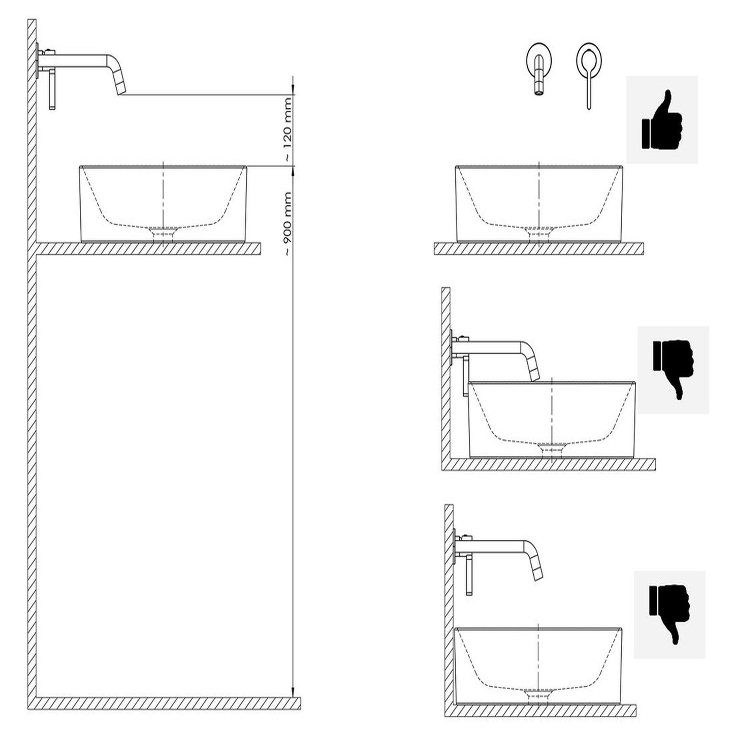 LATUS Baterie lavoar încastrată, crom