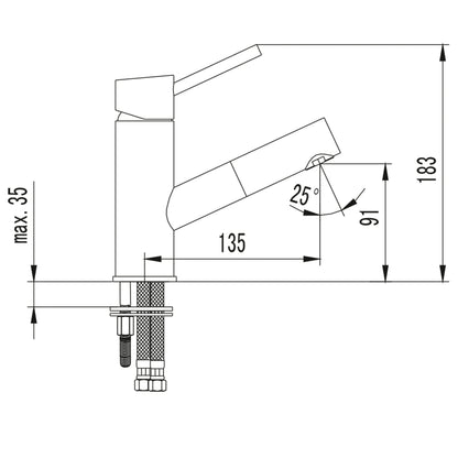 PARIS Baterie lavoar cu duș extractibil, crom