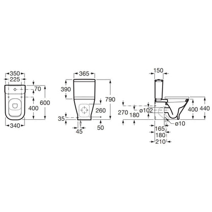 Vas WC pe pardoseala The Gap 35x60 cm evacuare orizontala sau verticala, lipit de perete