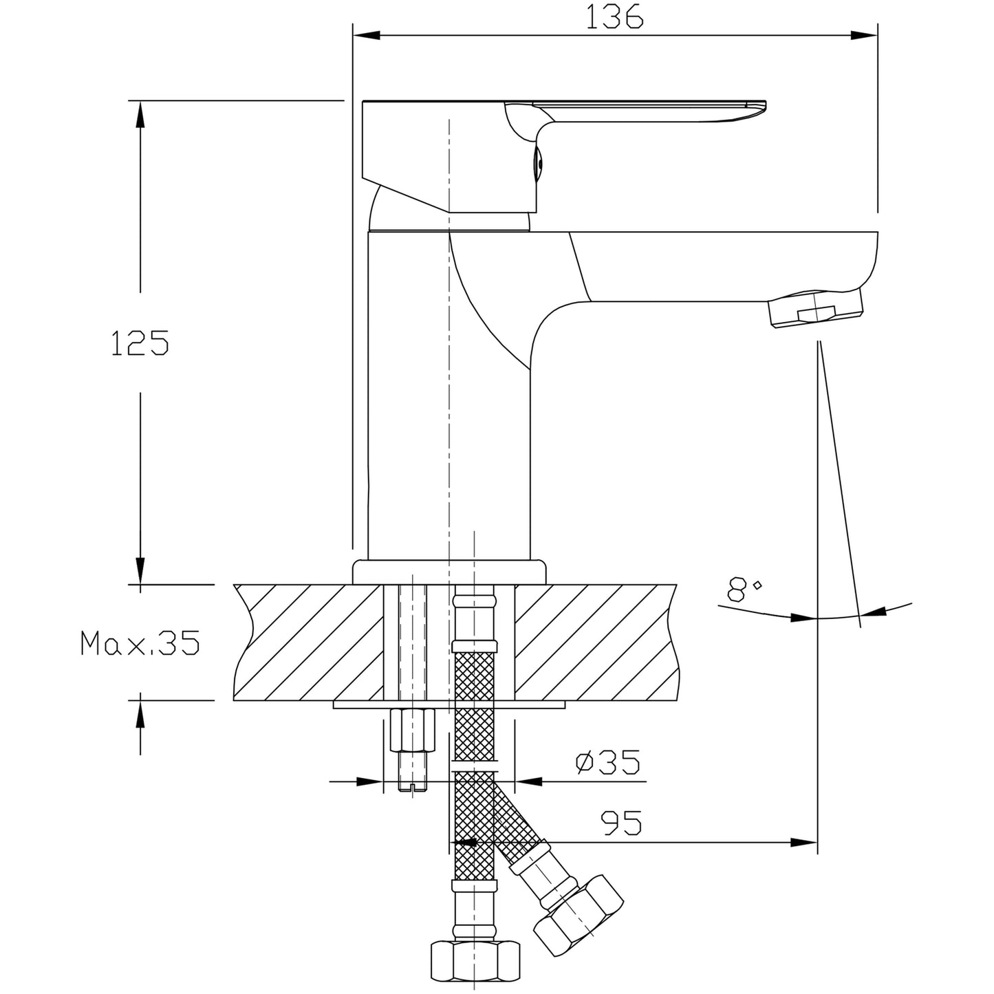 BARON Baterie lavoar, crom