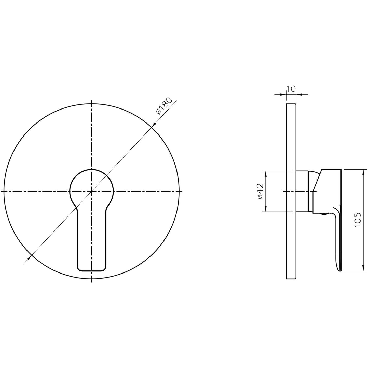 BARON Baterie duș încastrată, 1 ieșire, părți superioare, crom