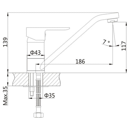 BARON Baterie bucătărie 186 mm cu pipă rotativă, crom