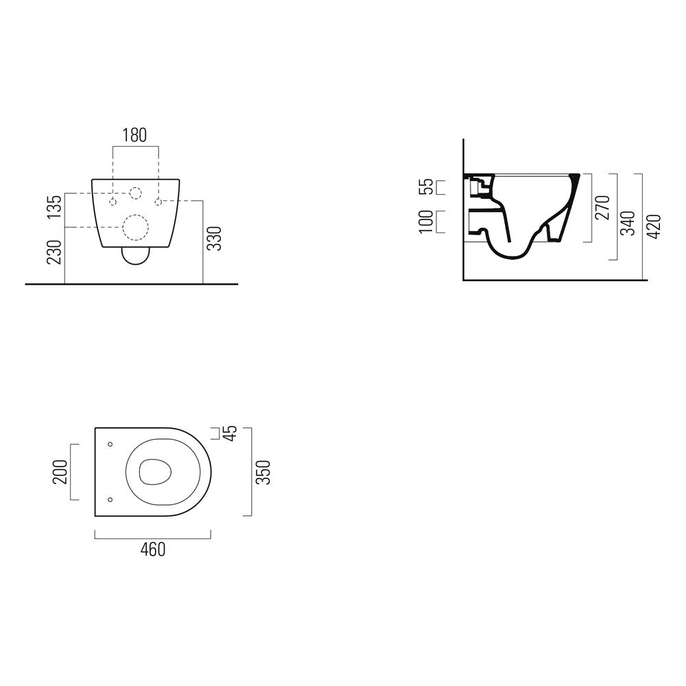 PURA SHORT WC suspendat, Swirlflush, 35x46cm, alb ExtraGlaze