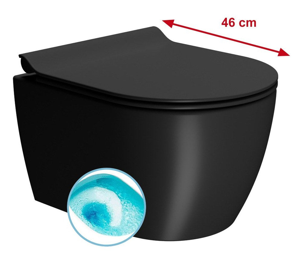 PURA Vas WC suspendat SHORT, Swirlflush, 35x46cm, negru dual-mat