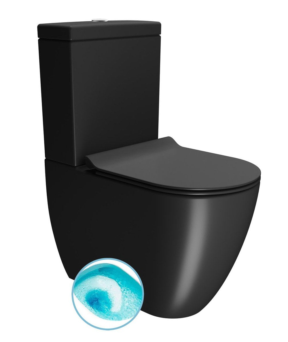 PURA WC monobloc, Swirlflush, S-trap/P-trap, negru dual-mat