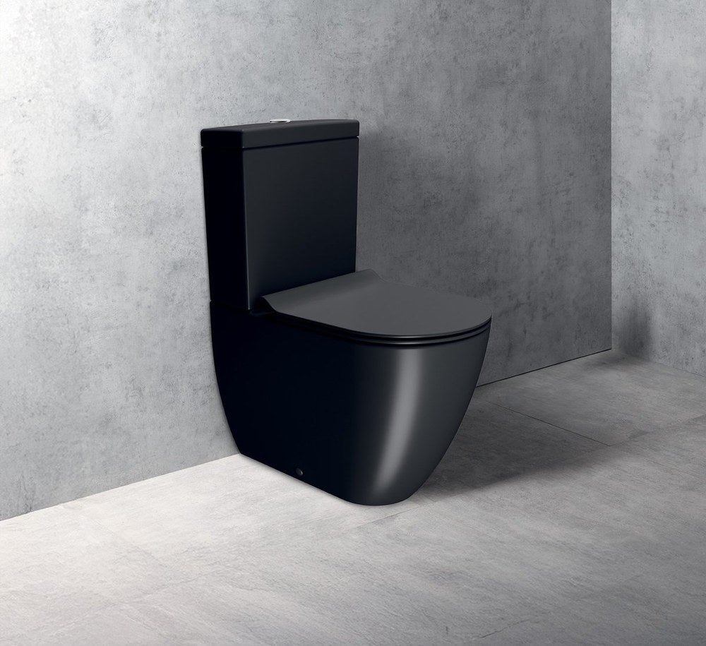 PURA WC monobloc, Swirlflush, S-trap/P-trap, negru dual-mat