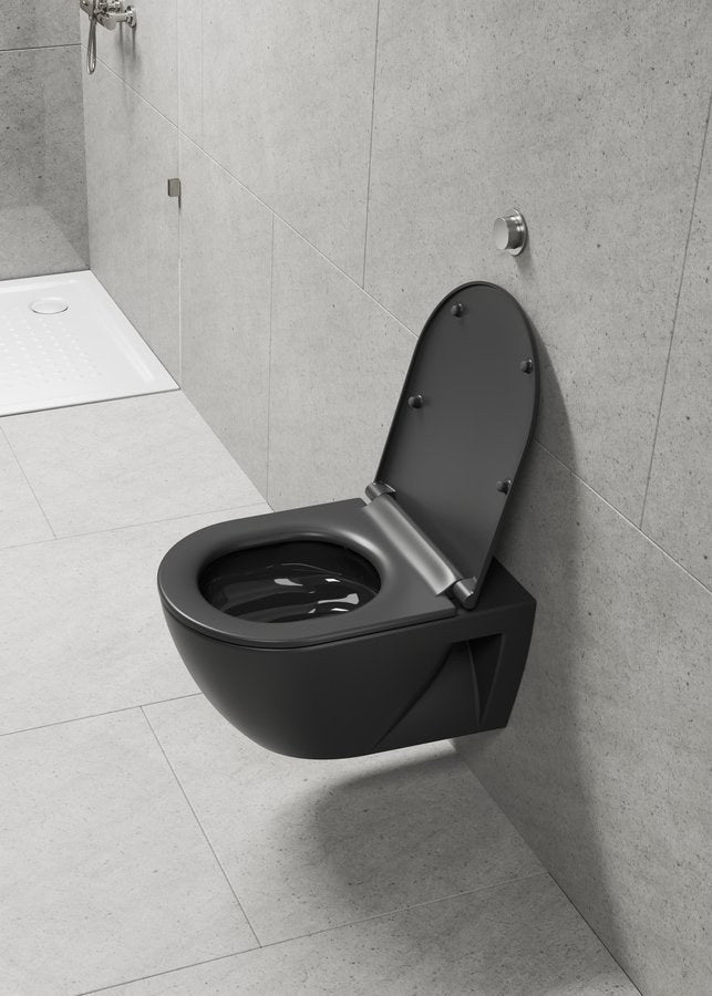 PURA Vas WC suspendat ECO, Swirlflush, 36x55cm, negru dual-mat