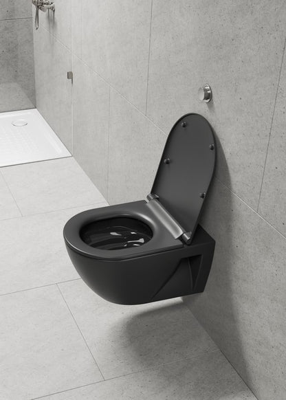 PURA Vas WC suspendat ECO, Swirlflush, 36x55cm, negru dual-mat