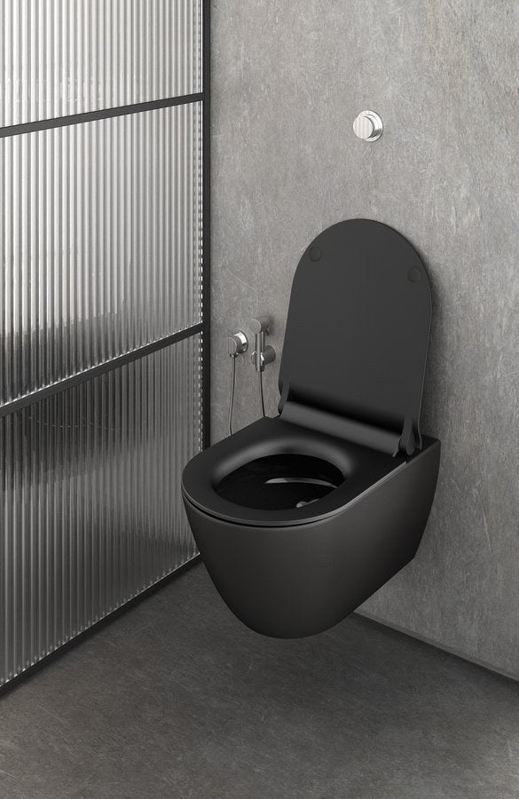 PURA vas WC suspendat, Swirlflush, 36×55 cm, negru dual-mat