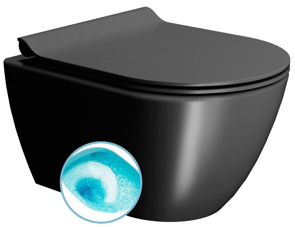 PURA Vas WC suspendat, Swirlflush, 36x50cm, negru dual-mat