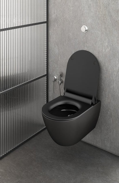 PURA Vas WC suspendat, Swirlflush, 36x50cm, negru dual-mat
